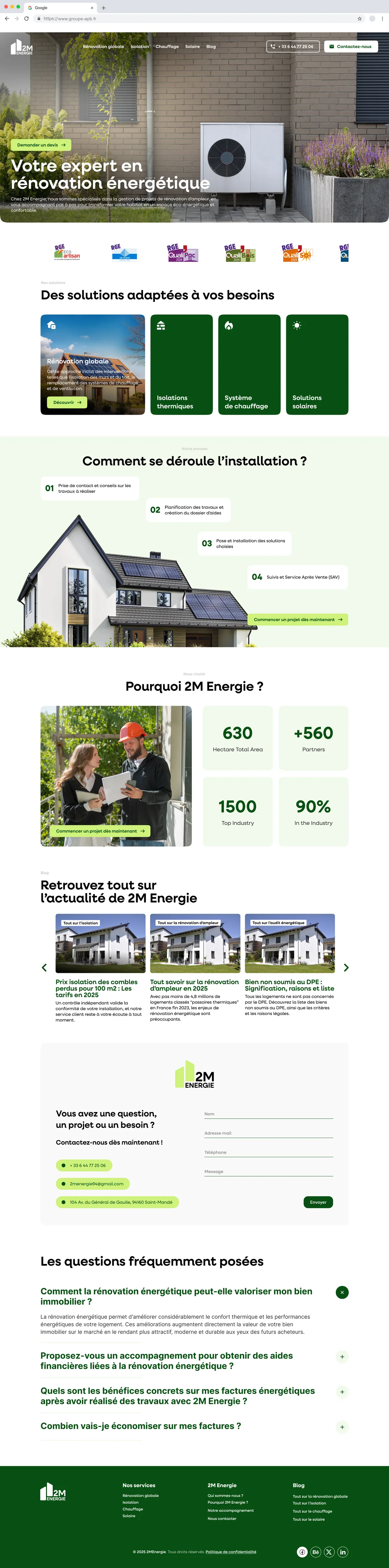One-page d’accueil de 2M Energie