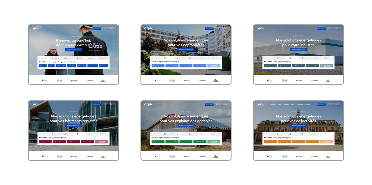 Pages du site Groupe APB Pro