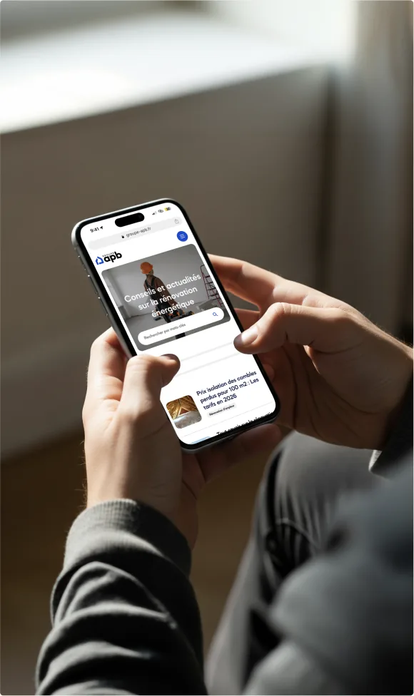 Site Groupe APB affiché sur un smartphone