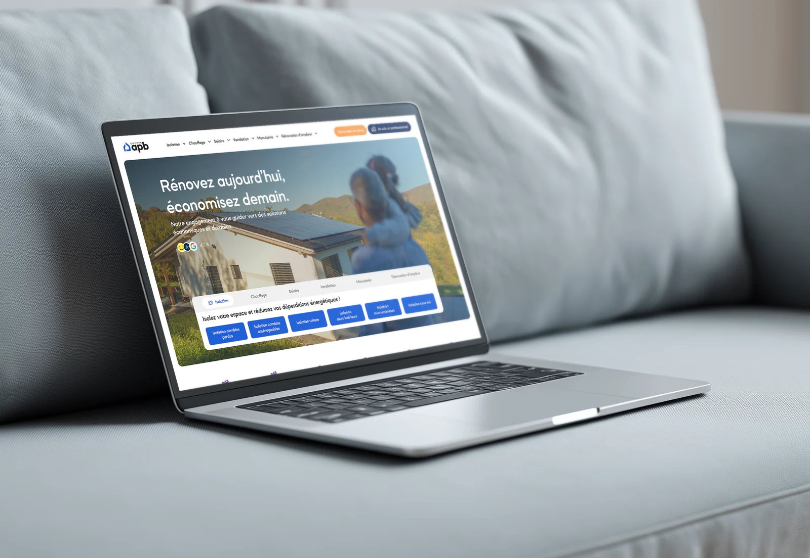 Site Groupe APB affiché sur un ordinateur portable