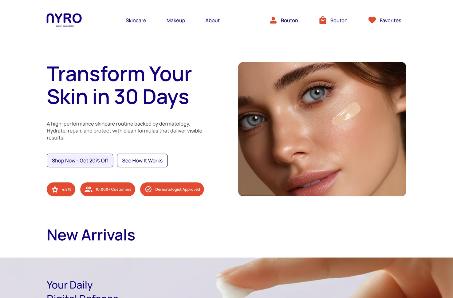 Page d’accueil du site NYRO