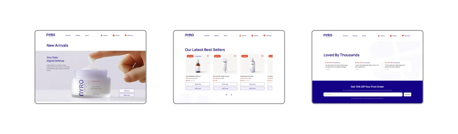 Pages du site NYRO
